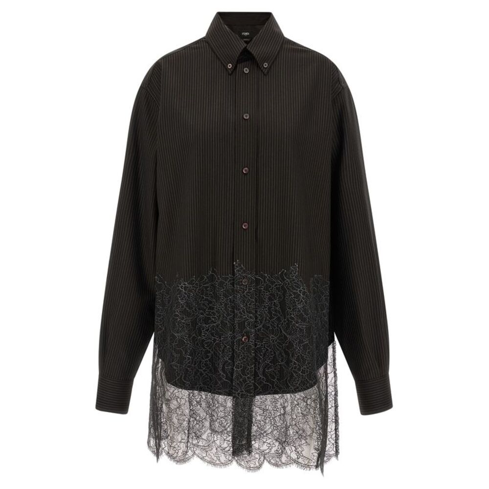 Fendi Brown Virgin Wool Men's Blouse